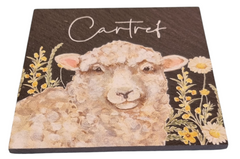 Cartref Sheep Floral Coaster|Mat Diod Cartref (Defaid)