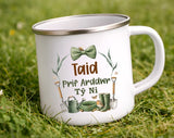 Prif Arwddwr Ty Ni Enamel Mug|Mwg Enamel Prif Arddwr Ty Ni Personol