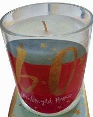 60th Birthday Candle|Cannwyll Penblwydd 60