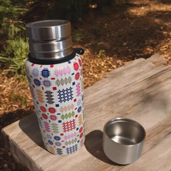 Multi Coloured Tapestry Design Insulated Flask|Fflasg Patrwm Carthen