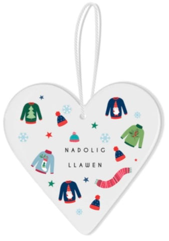 Nadolig Llawen Ditsy Jumper Ceramic Decoration|Addurn Nadolig Llawen (Siwmperi)