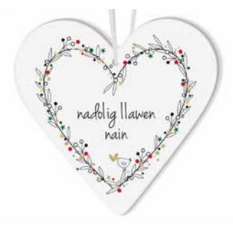 Nadolig Llawen Nain Hanging Ceramic Decoration|Addurn Nadolig Llawen Nain