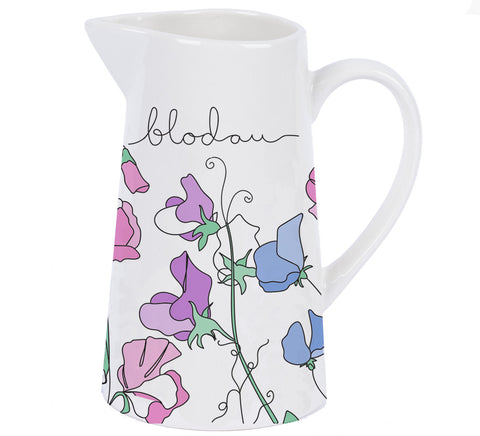 Blodau Medium Jug (Sweet Peas)|Jwg Blodau (Pysen bêr)