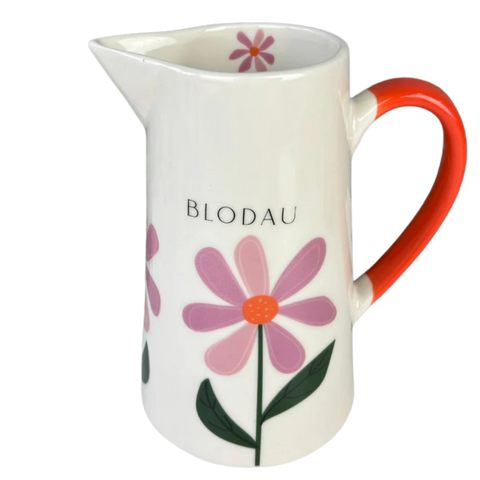 Blodau Floral Ceramic Jug (Pink Daisy)|Jwg Blodau (Pinc)