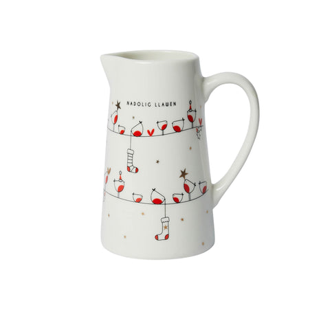 Nadolig Llawen Medium Robin Jug |Jwg Nadolig Llawen Robin (Canolig)