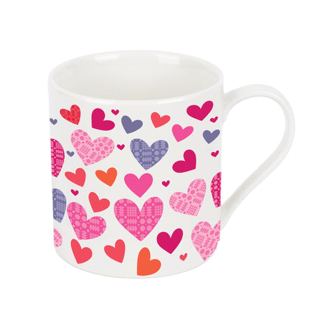 Tapestry Hearts Mug|Mwg Calonnau Brethyn