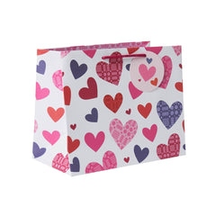 Tapestry Hearts Tote Gift Bag | Bag Anrheg Calonnau Carthen (Llydan)