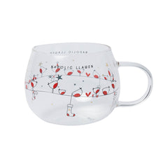 Nadolig Llawen Glass Mug (Robin)|Mwg Gwydr Nadolig Llawen (Robin)
