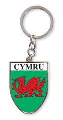 Cymru Dragon Shield Keyring|Cylch Allweddi Baner Cymru Siap Tarian
