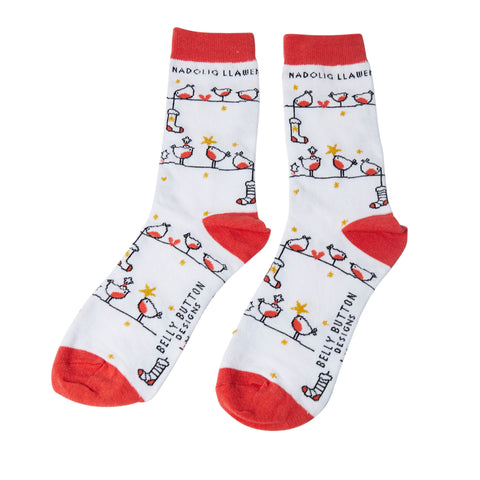 Nadolig Llawen Robin Socks|Sanau Robin Nadolig Llawen