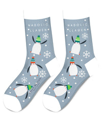 Nadolig Llawen Penguins Socks|Sanau Nadolig Llawen (Pengwiniaid)