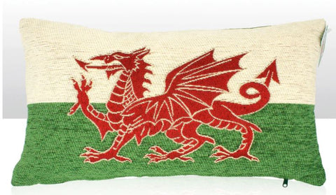 Wales Dragon Chenille Cushion|Clustog Baner Cymru