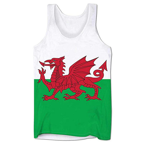 Welsh Flag Unisex Vest T-Shirt|Fest Baner Cymru