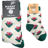 Sanau Cymru Welsh Multi-Heart White Socks