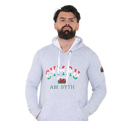 Grey Cymru am Byth Hoodie|Hwdi Cymru am Byth