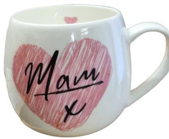 Mam Pink Heart Mug|Mwg Mam Calon Pinc