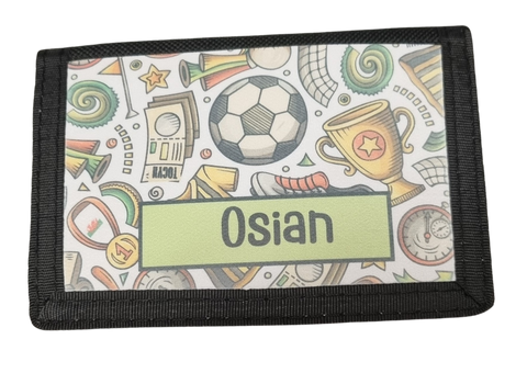 Football Personalised Velcro Wallet|Waled Pel-droed Personol