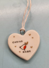 Cariad Mawr Mini Porcelain Hanging Decoration|Addurn Nadolig Cariad Mawr