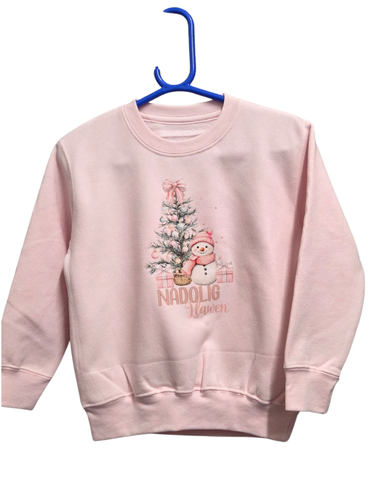 Nadolig Llawen Sweatshirt (Pink Christmas Tree)|Siwmper Nadolig Llawen (Coeden Nadolig Pinc)
