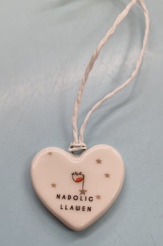 Nadolig Llawen Mini Porcelain Hanging Decoration|Addurn Nadolig Llawen