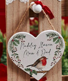 Christmas Hanging Heart Decoration|Addurniadau Nadolig Robin Amrywiol