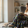 Teal Multi Welsh Tapestry Style Throw|Planced Patrwm Carthen (Tri-lliw)