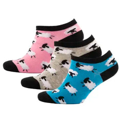 Wales Sheep 3pk Trainer Sock |Pecyn o 3 Sana Defaid