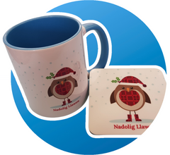 Nadolig Llawen Mug & Coaster|Mwg a Mat Diod Nadolig Llawen