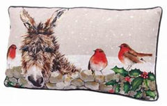 Donkey with Robin Cushion|Clustog Asyn a Robin Goch