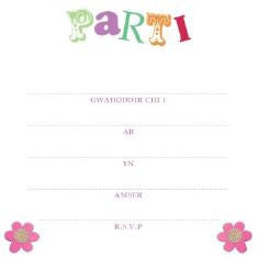 Party Invitation|Gwahoddiad Parti