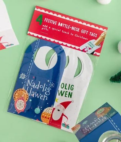 Festive Bottle-Neck gift Tags|Tagiau Nadolig Gwddw Potel