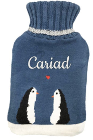 Cariad Penguins Hot Water Bottle|Potel Ddŵr Poeth 'Cariad'