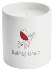 Welsh Christmas Robin Scented Candle|Cannwyll Nadolig Llawen Robin Goch