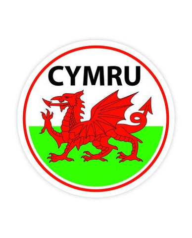 Cymru Dragon Round Sticker|Sticr Baner Cymru