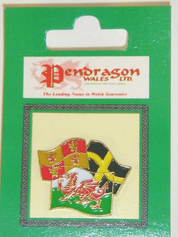 Wales Triple Flag Pin Badge|Bathodyn Pin Tri Fflag