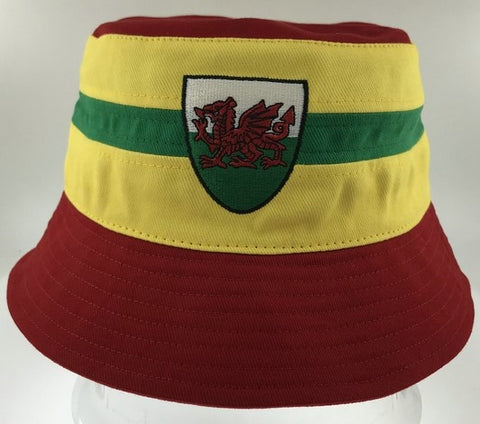 Welsh Bucket Hat Stripe Gold (Adults)|Het Bwced Streipan Felen (Oedolion)