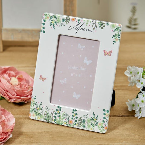 Floral Mam Ceramic Frame|Ffrâm Mam