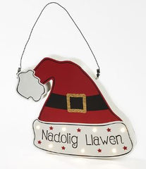 Nadolig Llawen Christmas LED Santa Hat | Nadolig Llawen