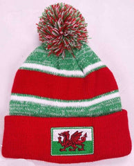 Red Stripe Bobble Hat|Het Gynnes Streipen Goch