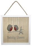 Welsh Nadolig Llawen robin pebble sign|Nadolig Llawen